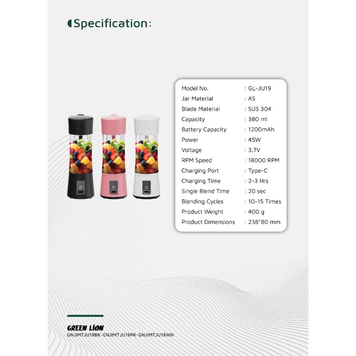 Green Lion Juice Mate Portable Juicer (380ml)