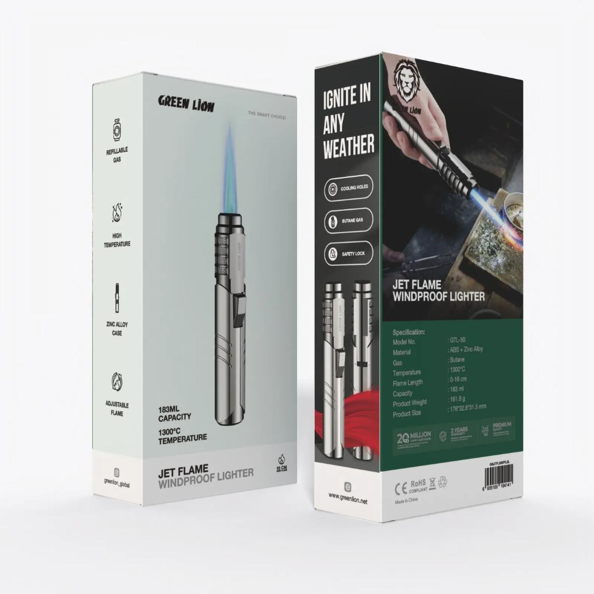Green Lion Jet Flame Windproof Lighter