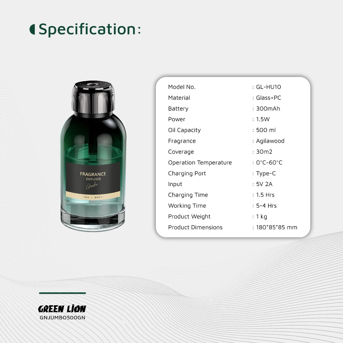 Green Lion Jumbo Fragrance Diffuser 500ml