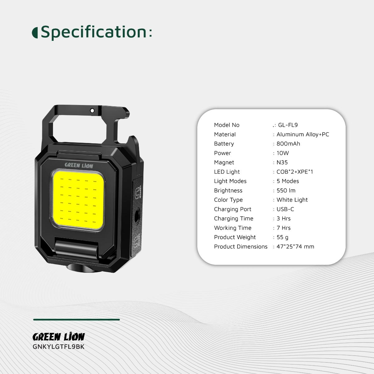 Green Lion Keychain Light