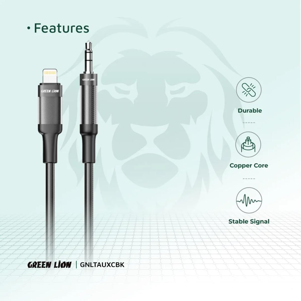 Green Lion Lightning To AUX Braided Cable