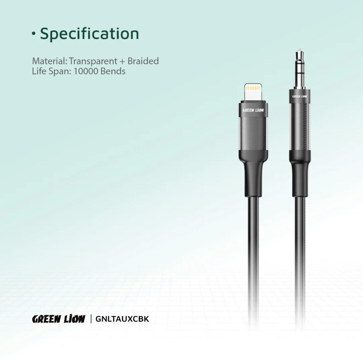 Green Lion Lightning To AUX Braided Cable
