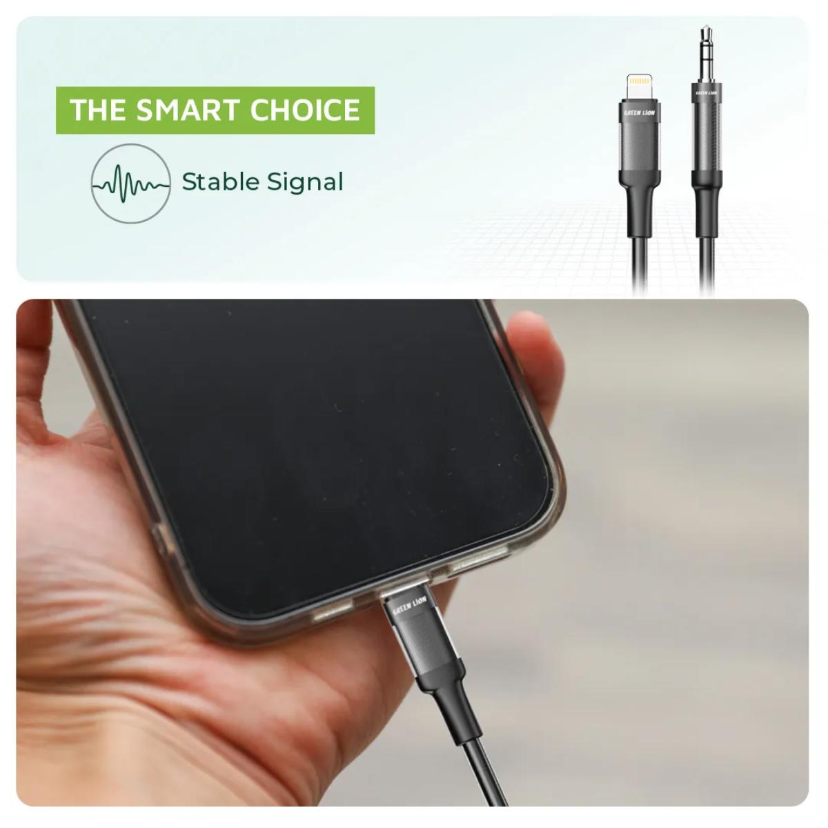 Green Lion Lightning To AUX Braided Cable