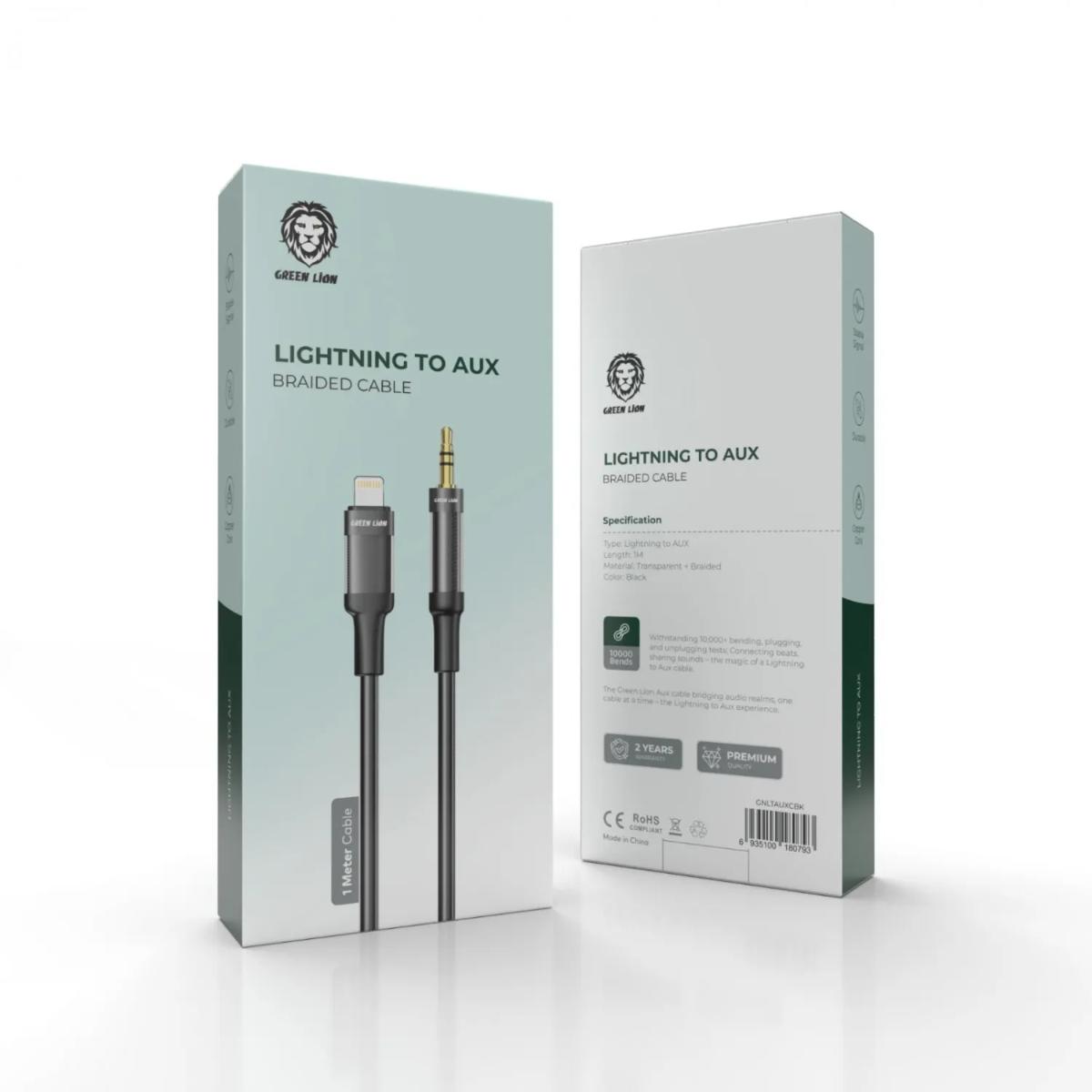 Green Lion Lightning To AUX Braided Cable