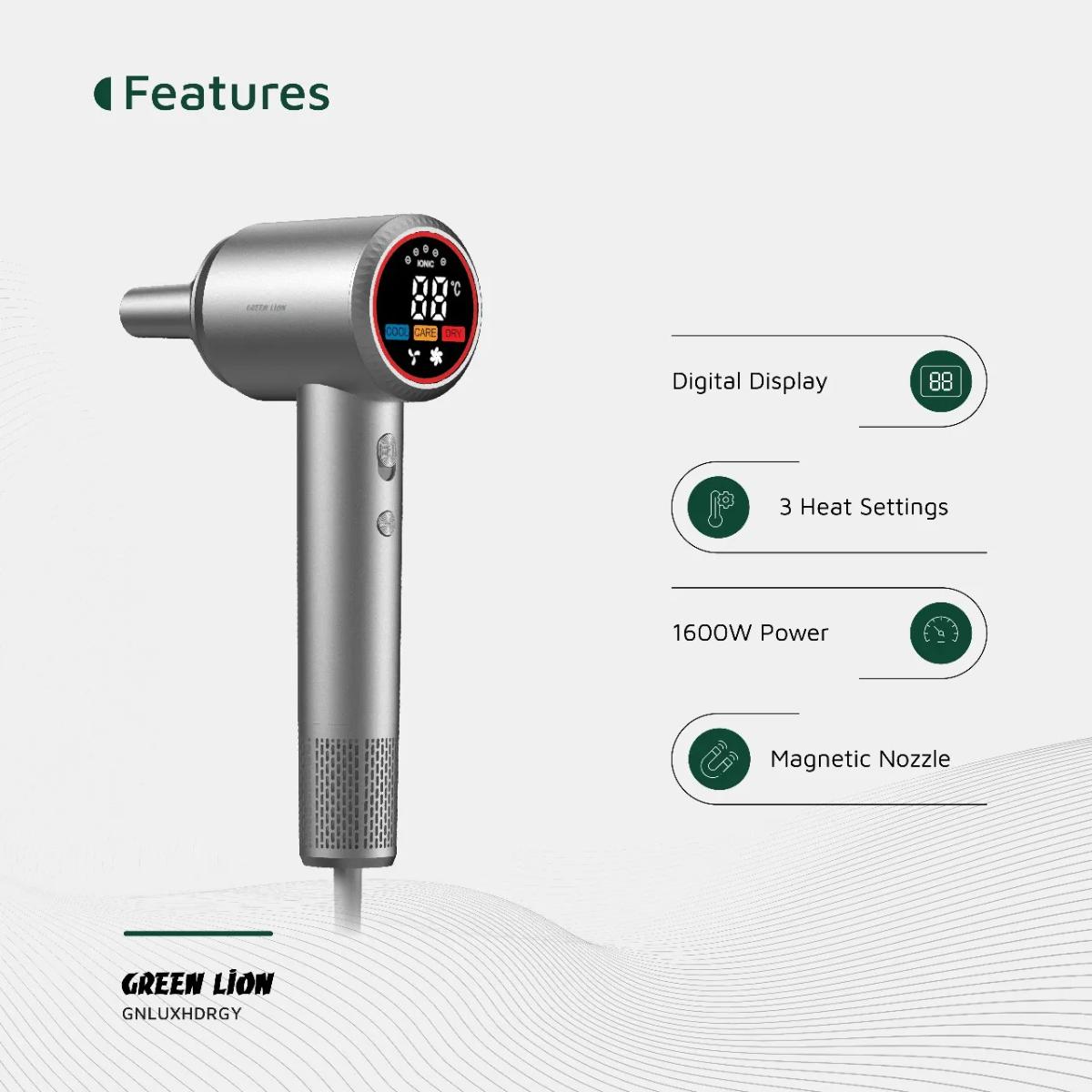 Green Lion LUXAIR Hair Dryer with Display 1600W