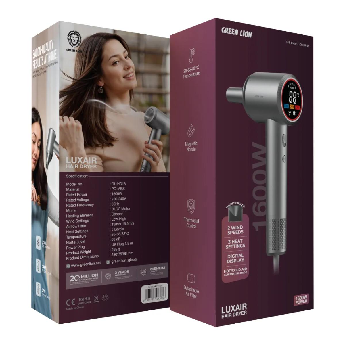Green Lion LUXAIR Hair Dryer with Display 1600W