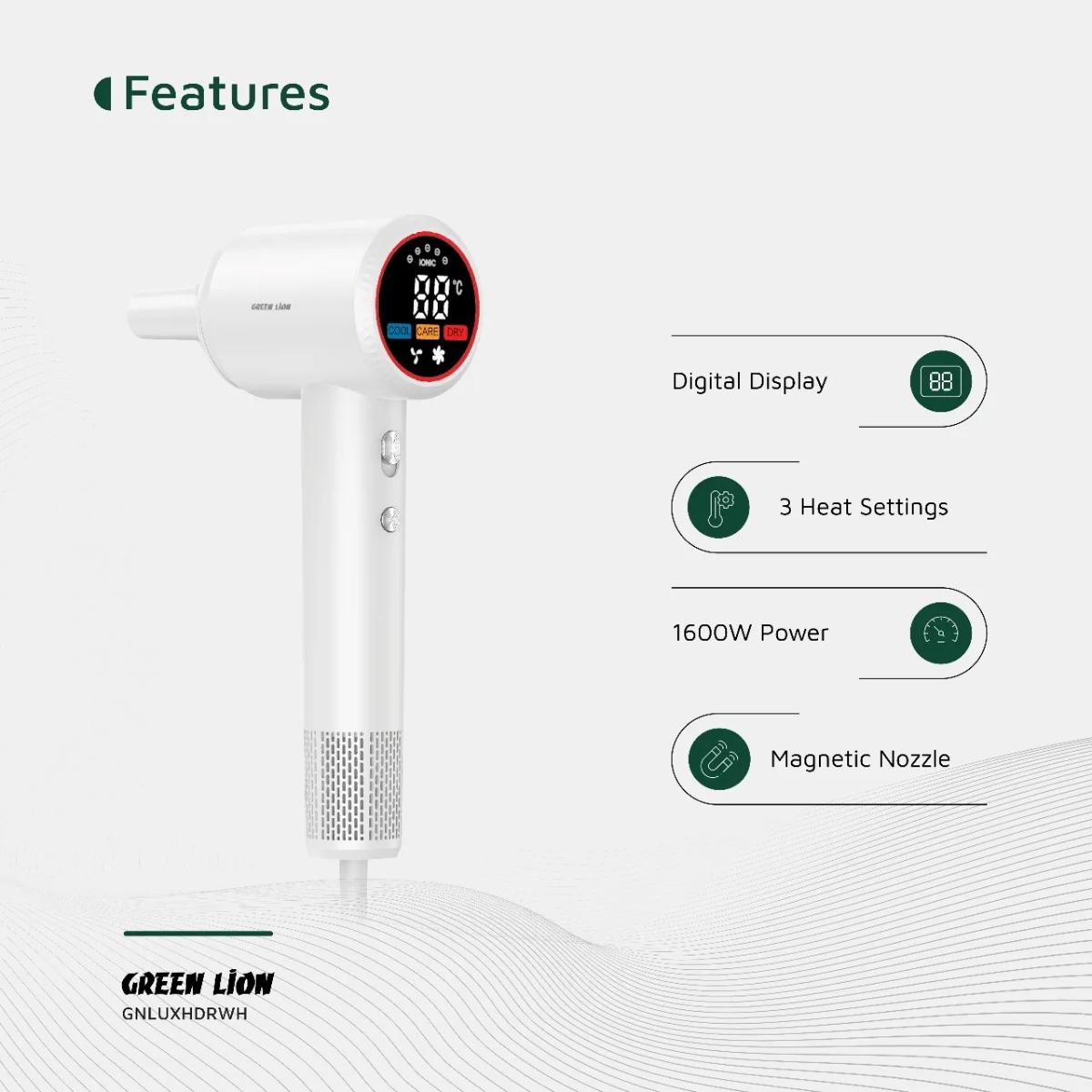 Green Lion LUXAIR Hair Dryer with Display 1600W
