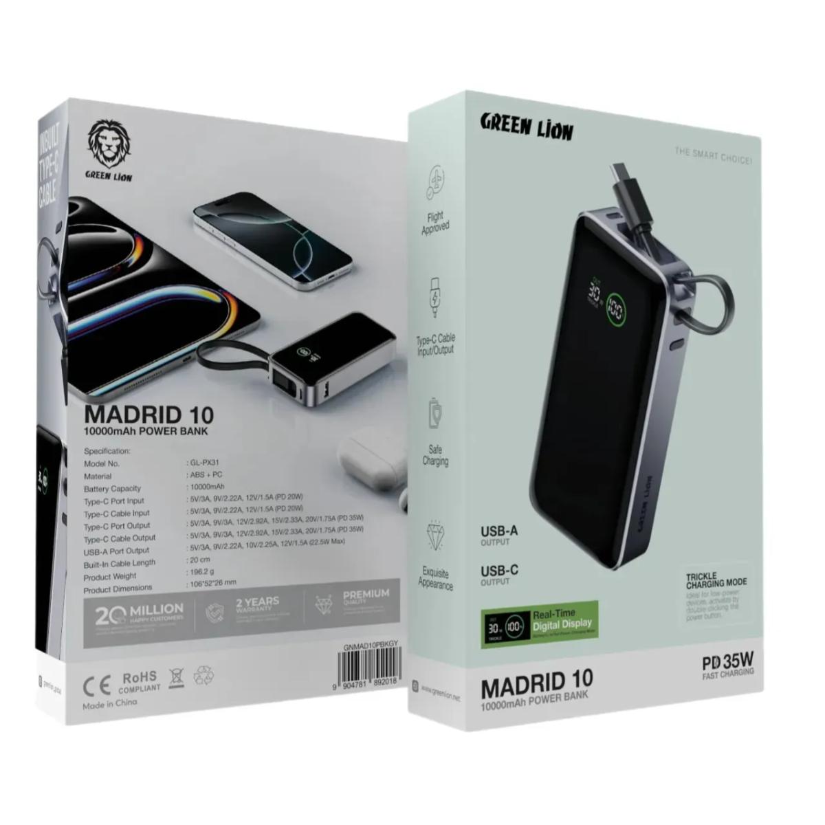 Green Lion Madrid 10000mAh 35W Power Bank