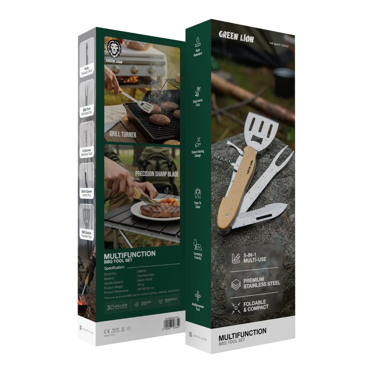Green Lion Multifunction 5 in 1 BBQ Tool Set