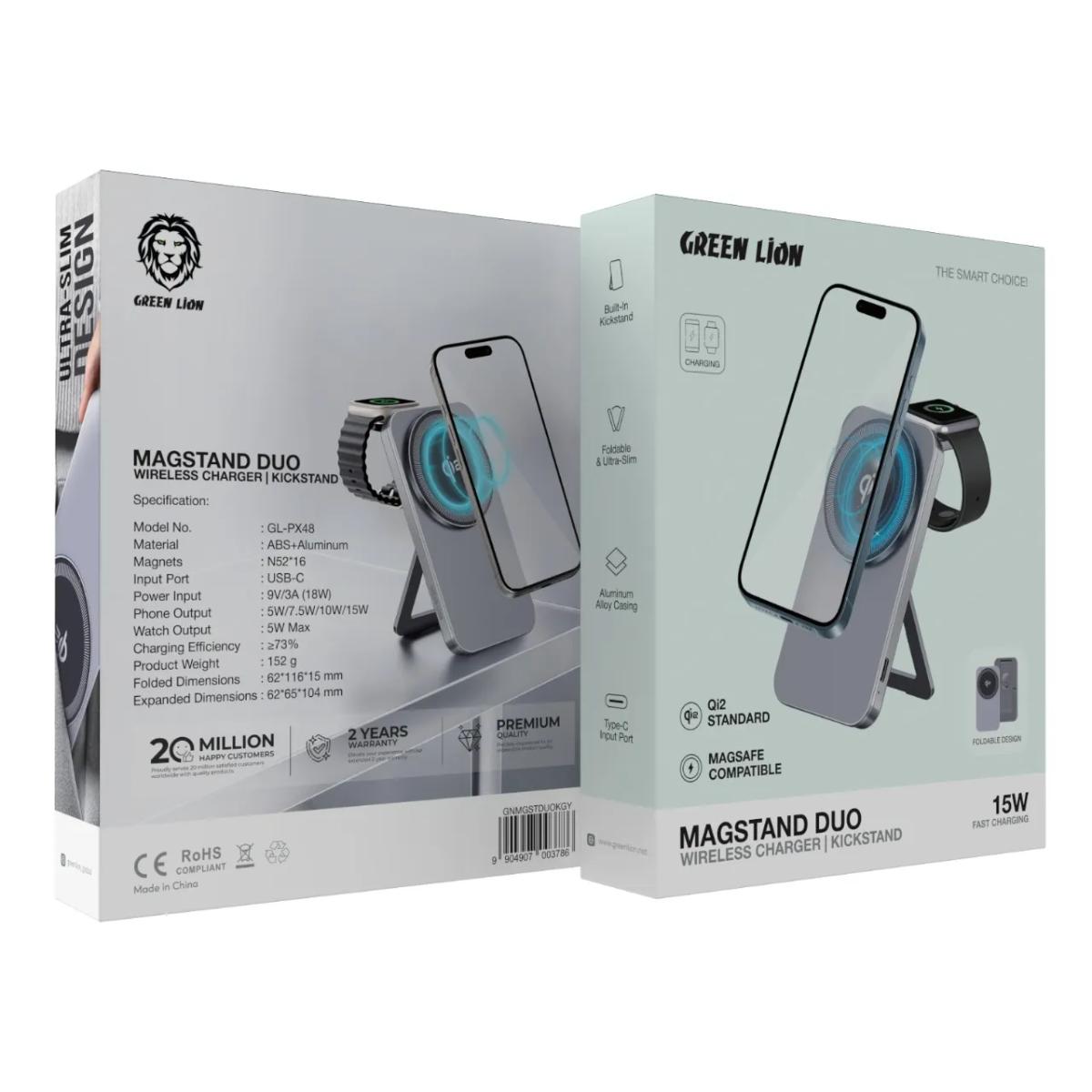 Green Lion Magstand Duo 15W Qi2 Wireless Charging Stand