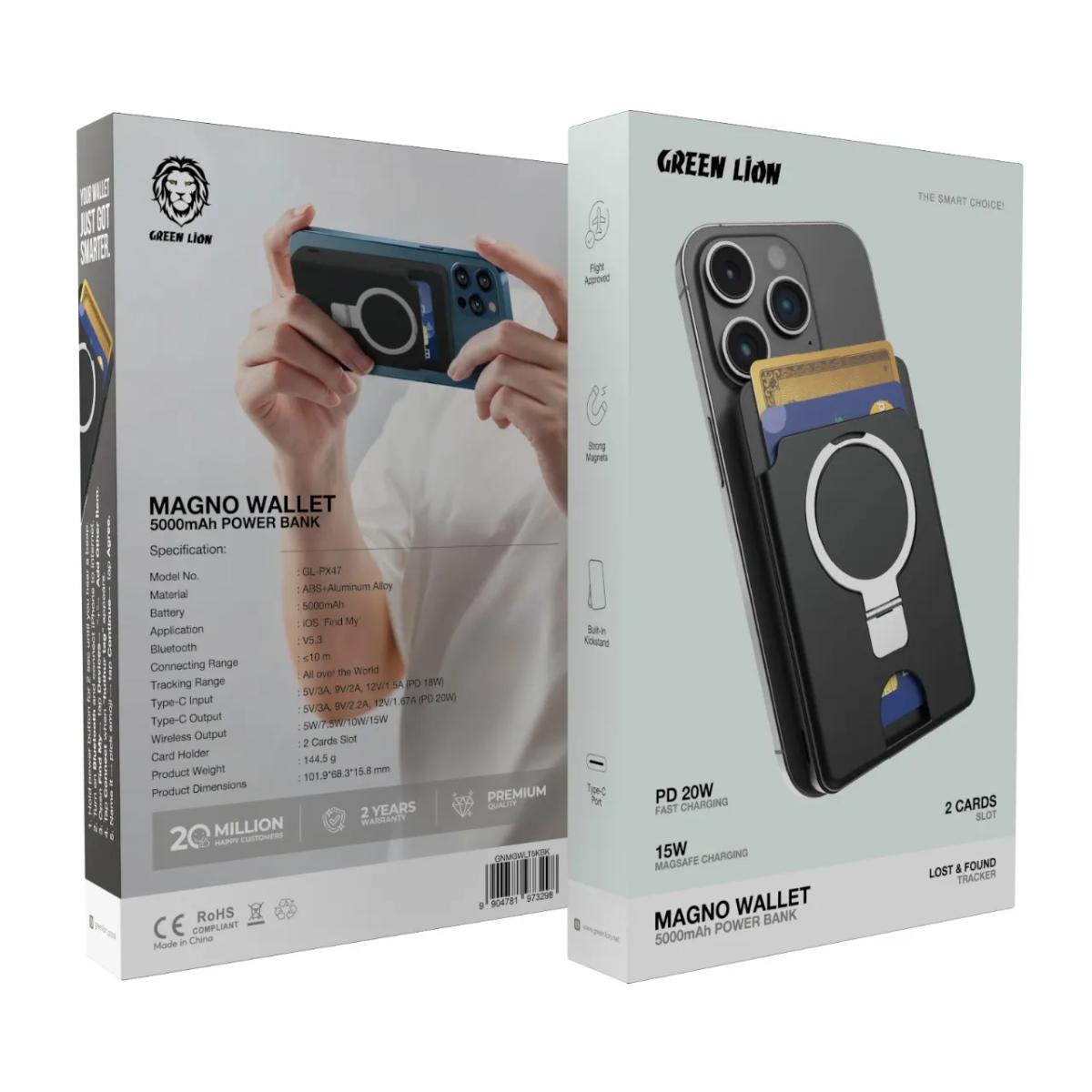Green Lion MagNo 3-in-1 MagSafe Wallet & Power Bank