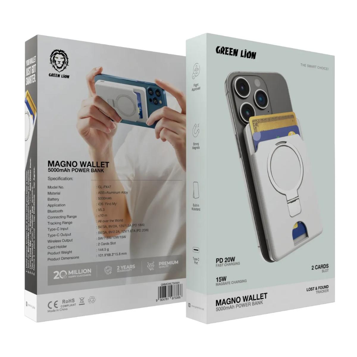 Green Lion MagNo 3-in-1 MagSafe Wallet & Power Bank
