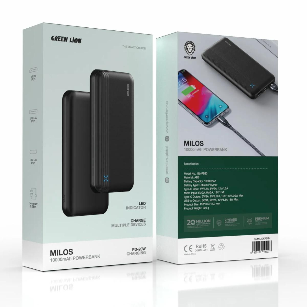 Green Lion Milos 10,000mAh 20W Fast Charging Power Bank