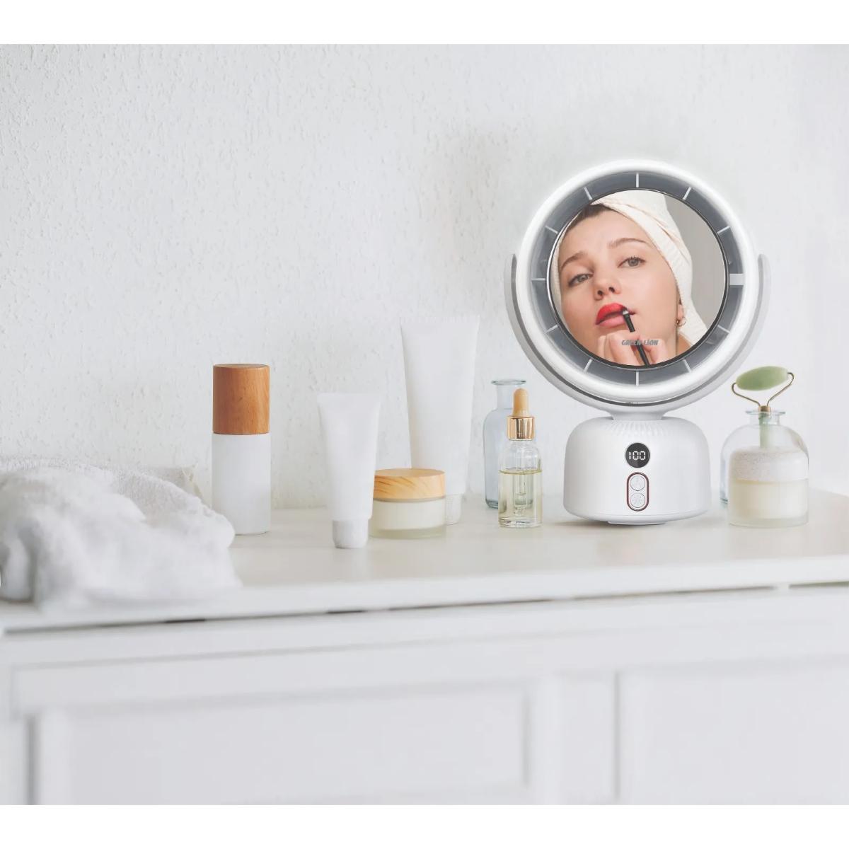 Green Lion Makeup Mirror Fan