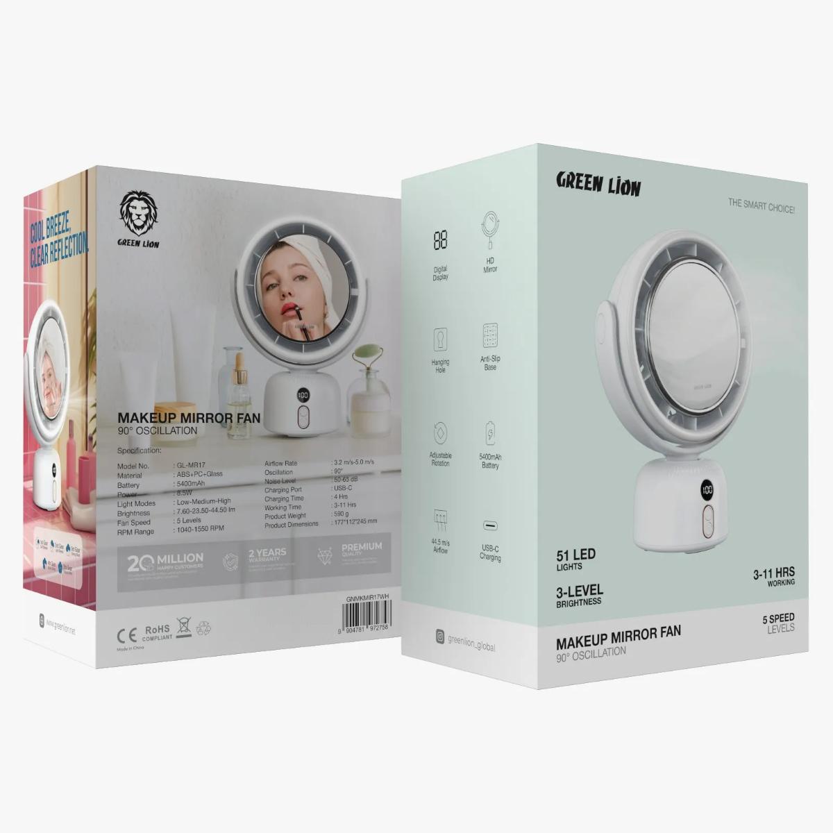 Green Lion Makeup Mirror Fan