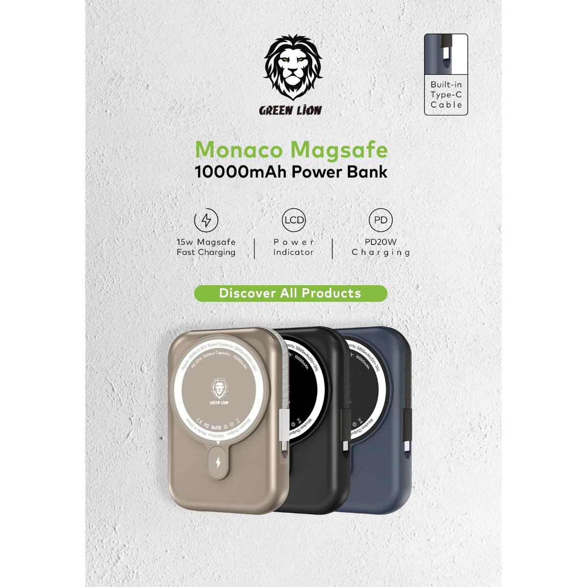 Green Lion 10000mAh Monaco MagSafe Power Bank