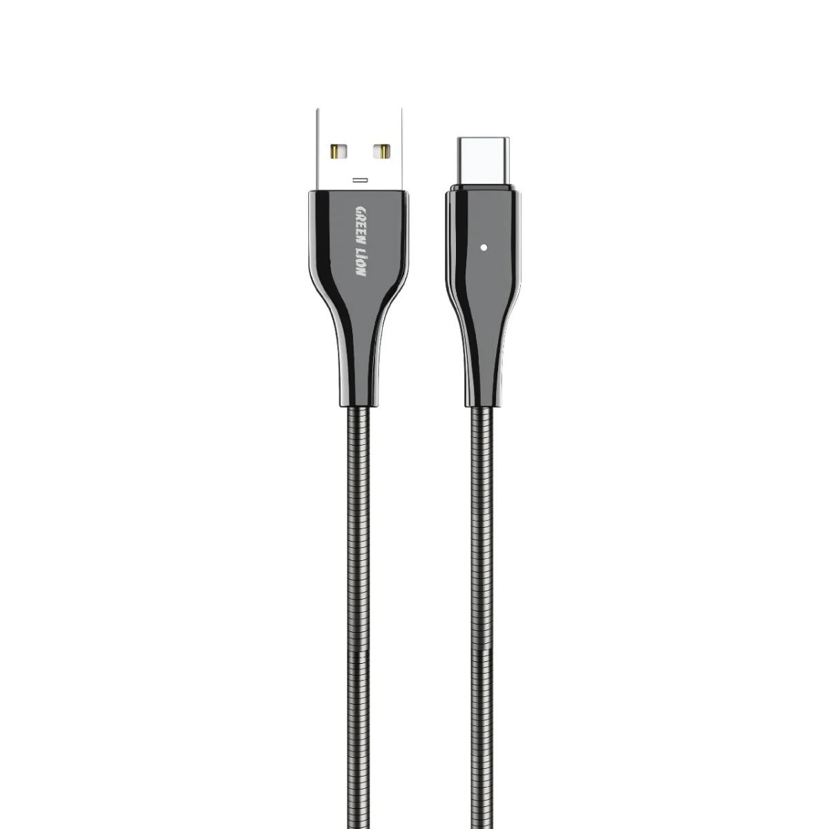 Green Lion Metal Spring Hose Cable USB-A To USB-C