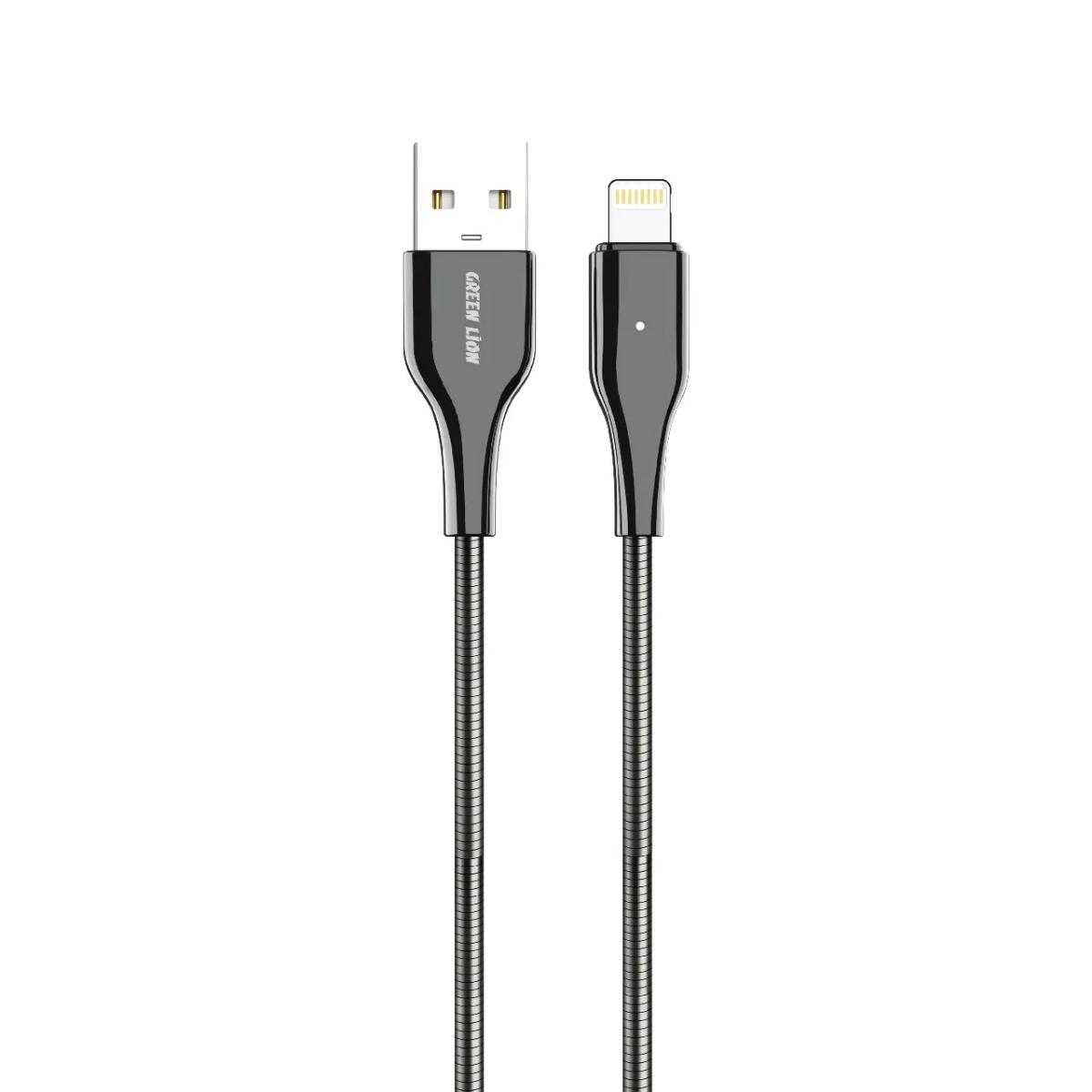 Green Lion Metal Spring Hose Cable USB-A To Lightning