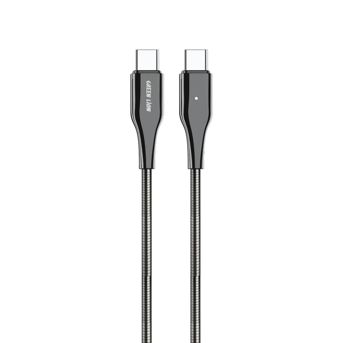 Green Lion Metal Spring Hose Cable USB-C To USB-C