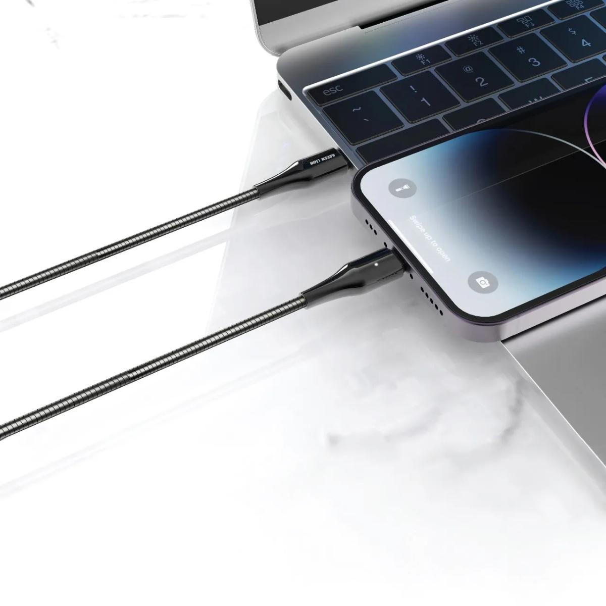 Green Lion Metal Spring Hose Cable USB-C To Lightning