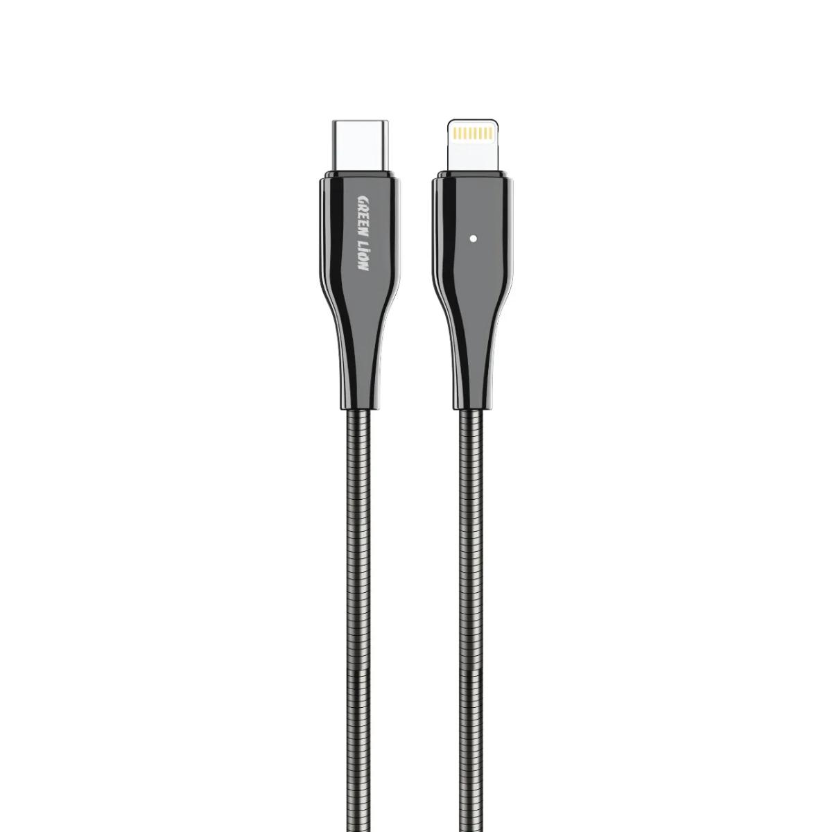 Green Lion Metal Spring Hose Cable USB-C To Lightning