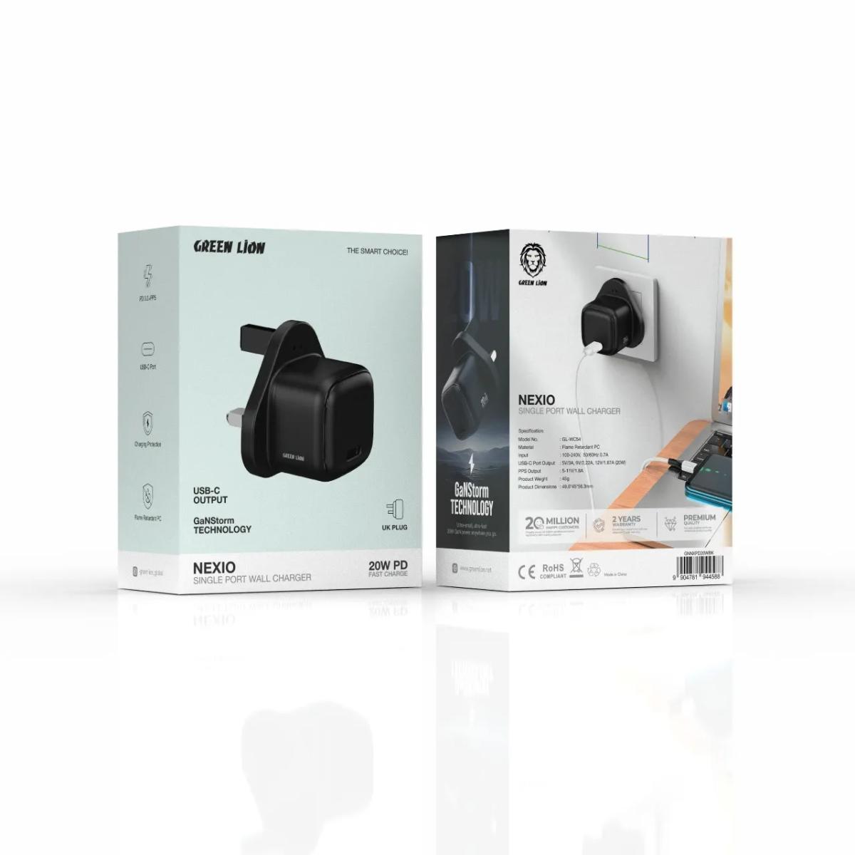 Green Lion NEXIO 20W USB-C Wall Charger (UK Plug)