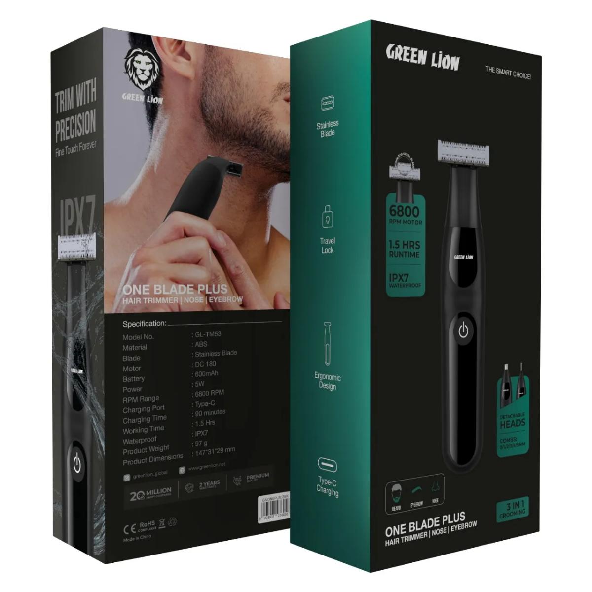 Green Lion One Blade Plus - Hair Trimmer, Nose, Eyebrow