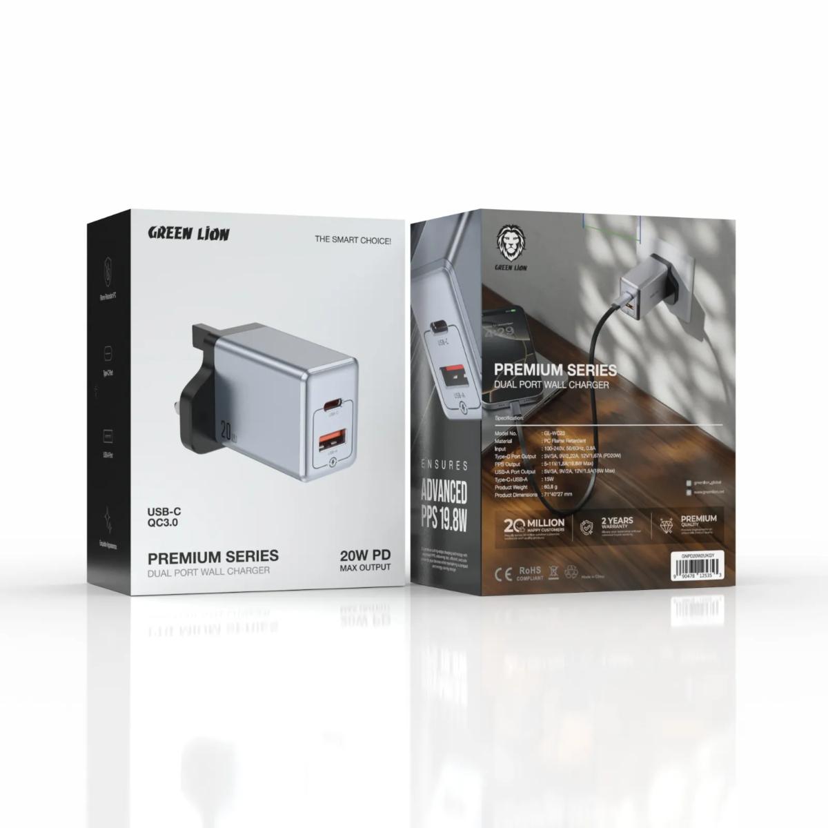Green Lion Premium Series UK Plug Wall Charger PD 20W