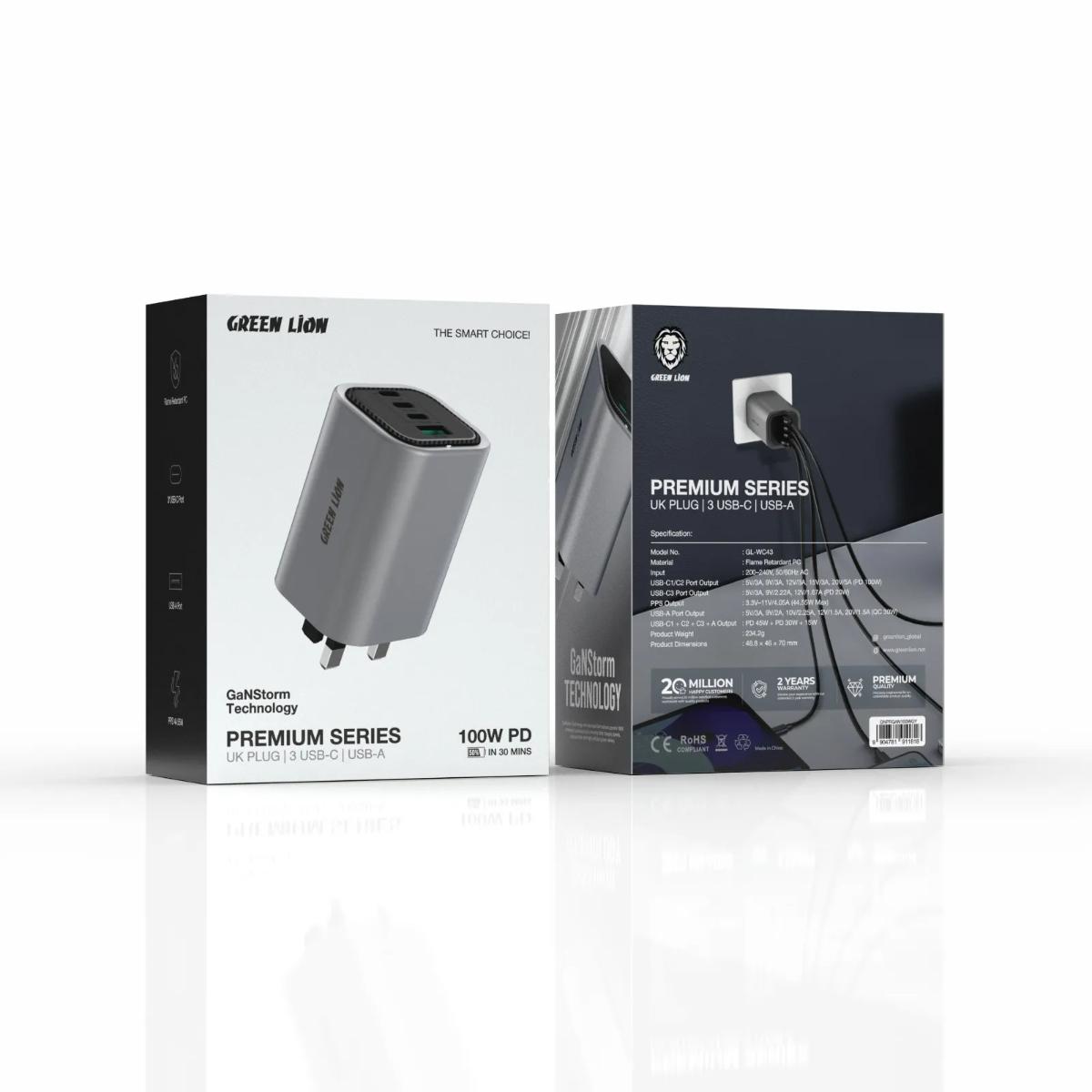 Green Lion Premium 100W GaN Wall Charger