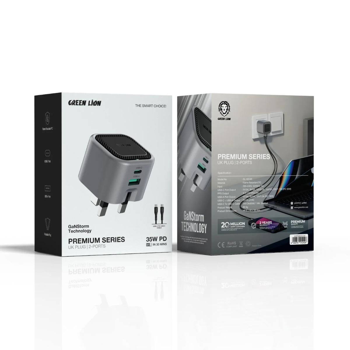 Green Lion Premium 35W GaN Dual-Port Wall Charger