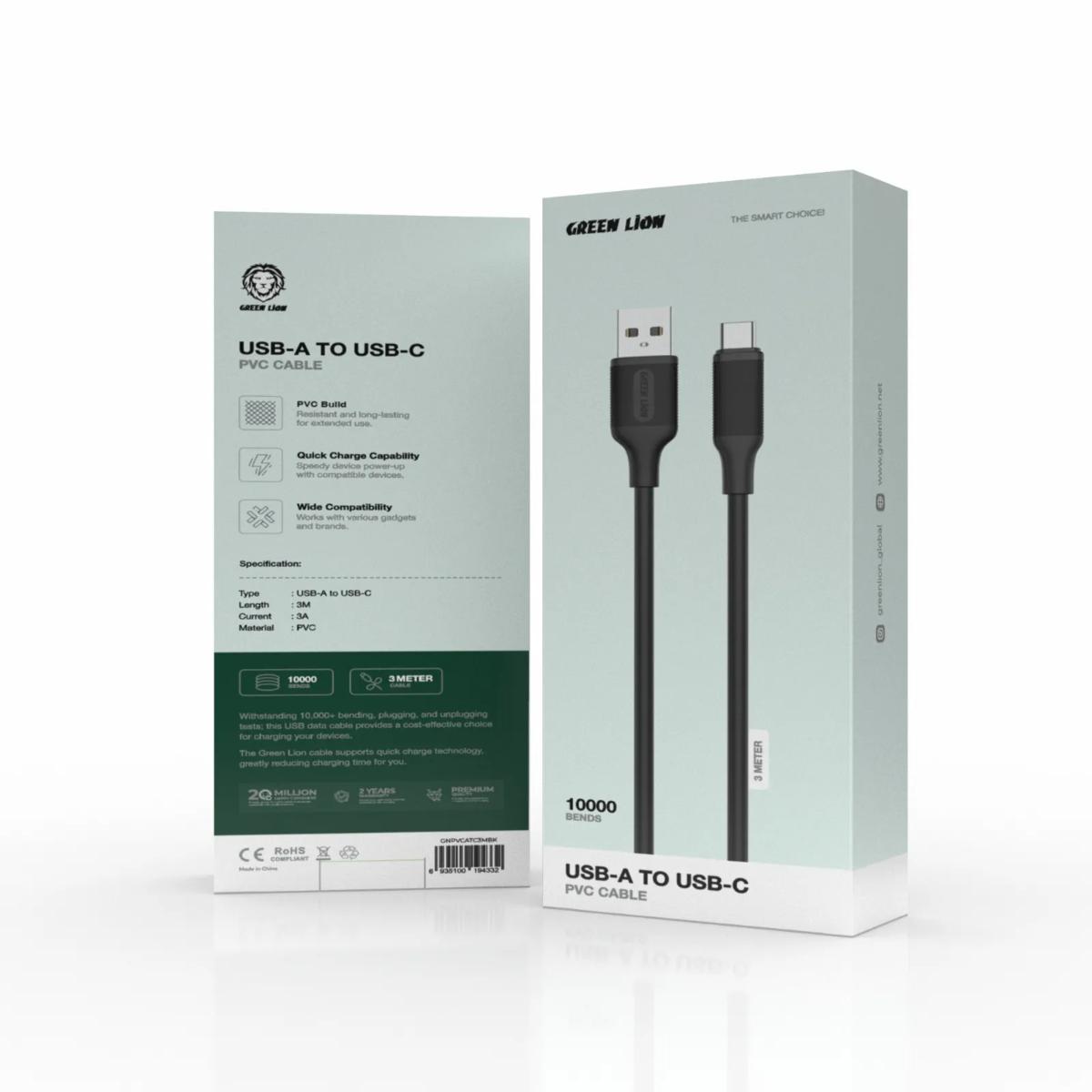 Green Lion USB•A to USB•C PVC Cable