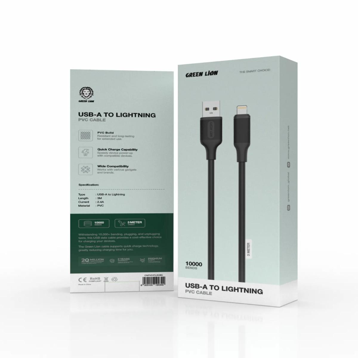 Green Lion USB•A to Lightning PVC Cable