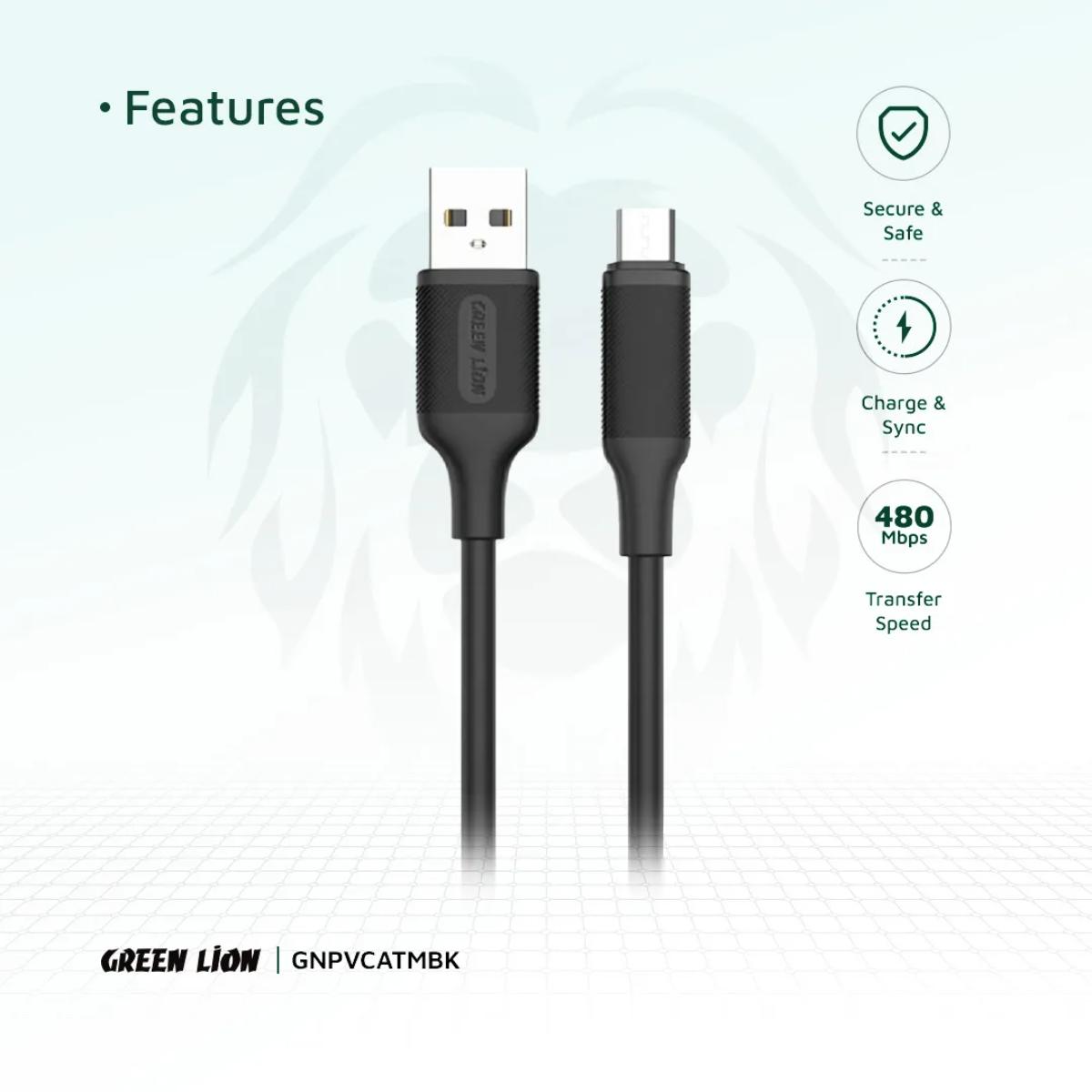 Green Lion USB•A To Micro PVC Cable