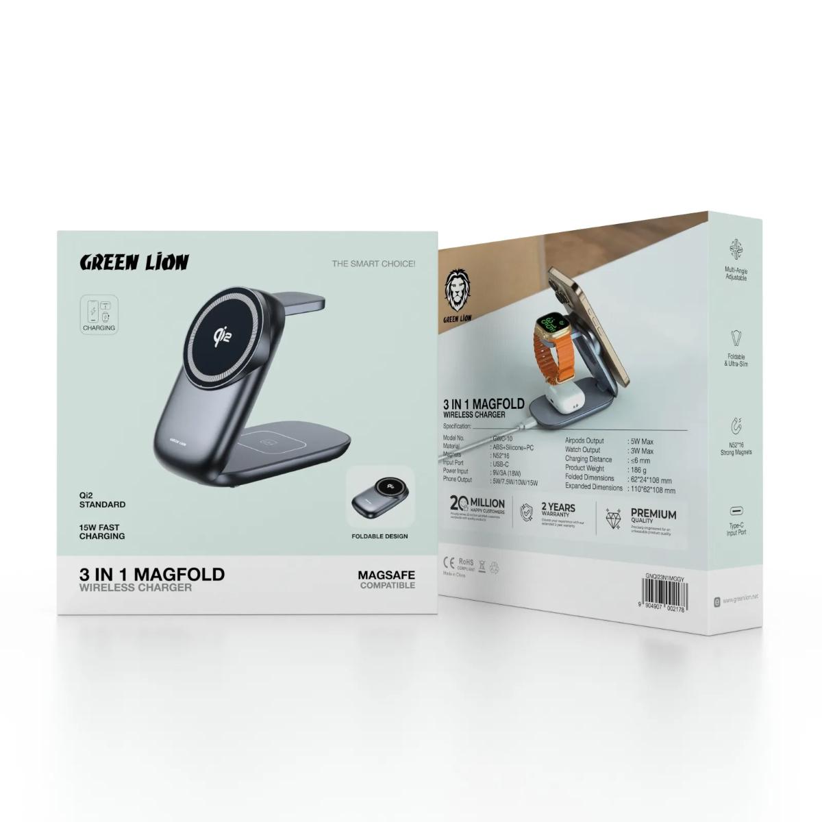 Green Lion 3 IN1 Magfold Wireless Charger