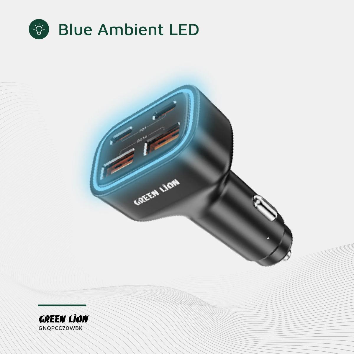 Green Lion Quad Port 70W Car Charger PD+QC 35W