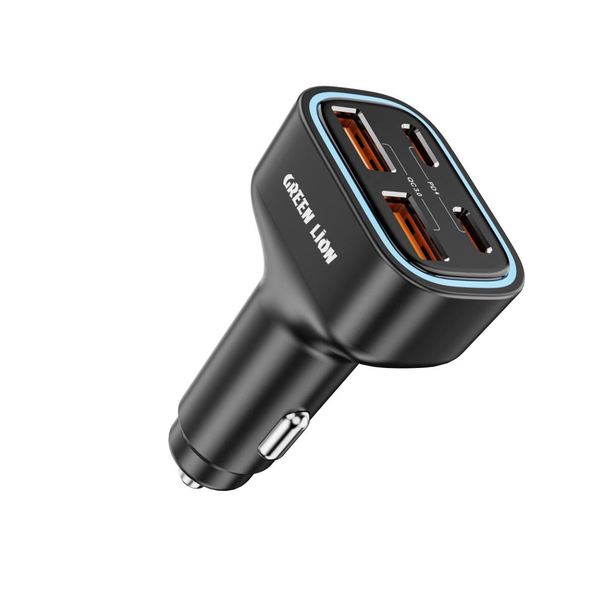 Green Lion Quad Port 70W Car Charger PD+QC 35W