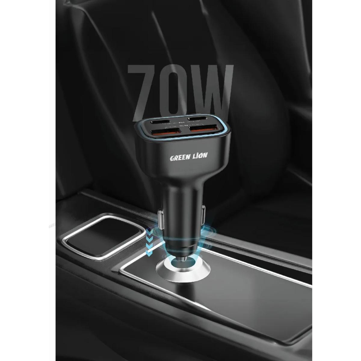 Green Lion Quad Port 70W Car Charger PD+QC 35W