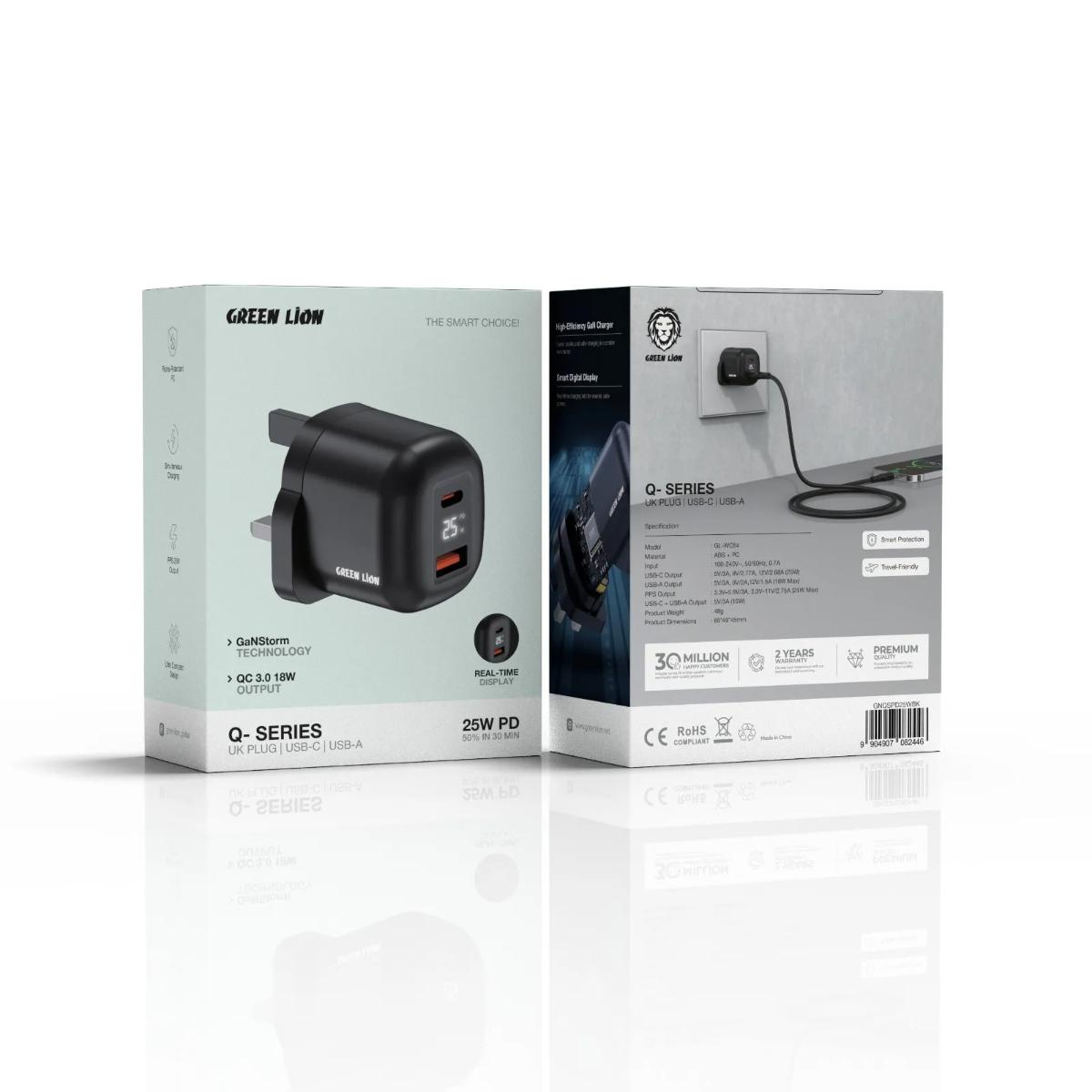 Green Lion Q-Series 25W GaN Dual-Port Wall Charger