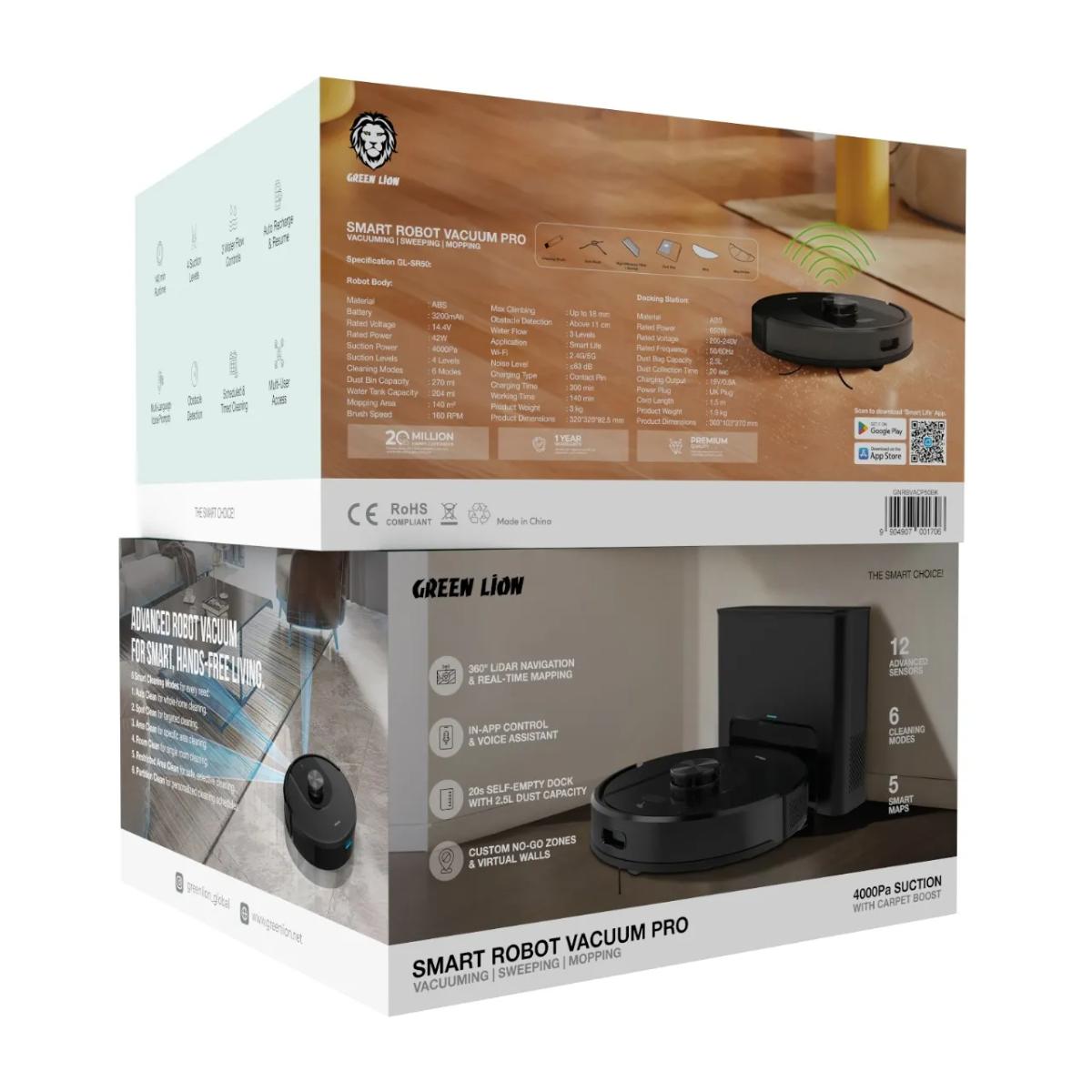 Green Lion Smart Robot Vacuum Pro 4000Pa Suction