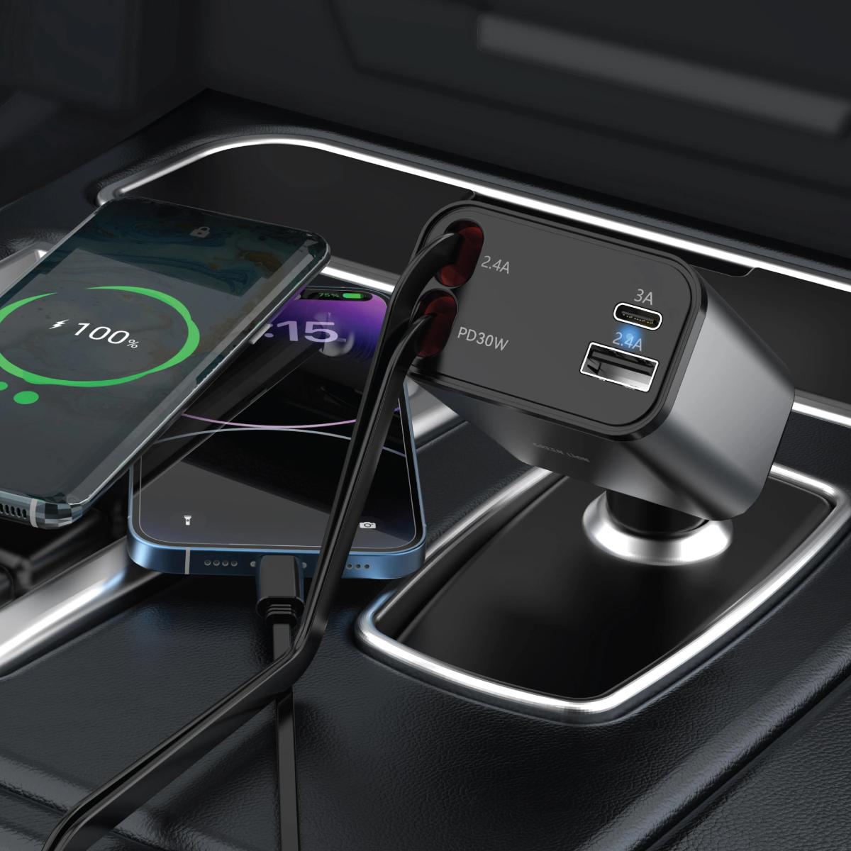 Green Lion Green Lion Retractable 50W Car Charger