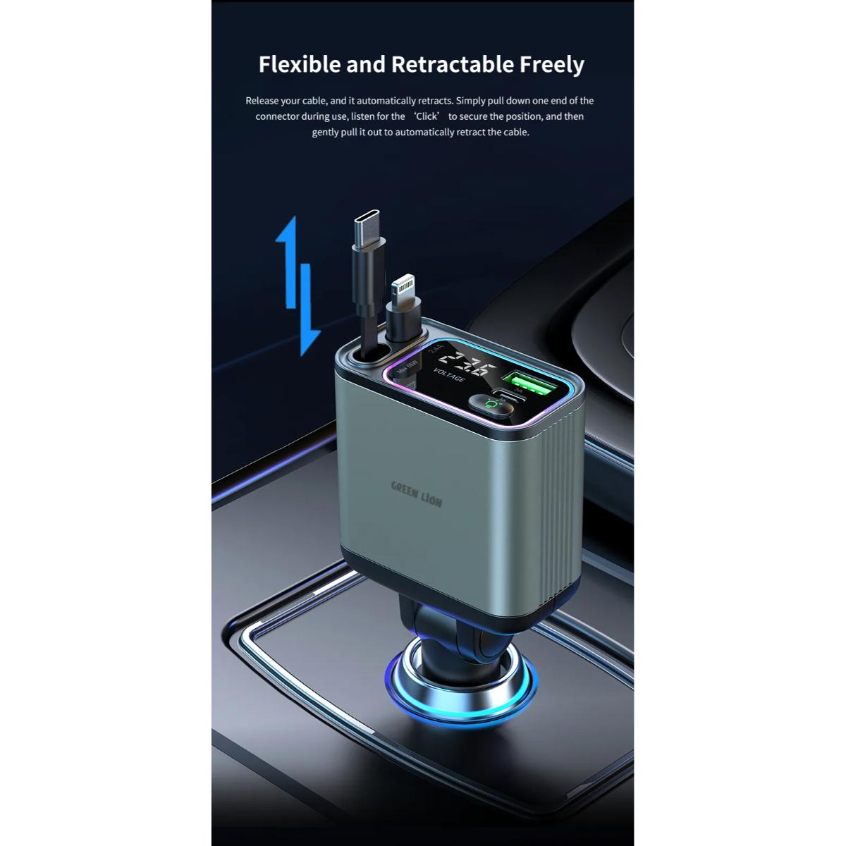 Green Lion Retractable 90W Car Charger