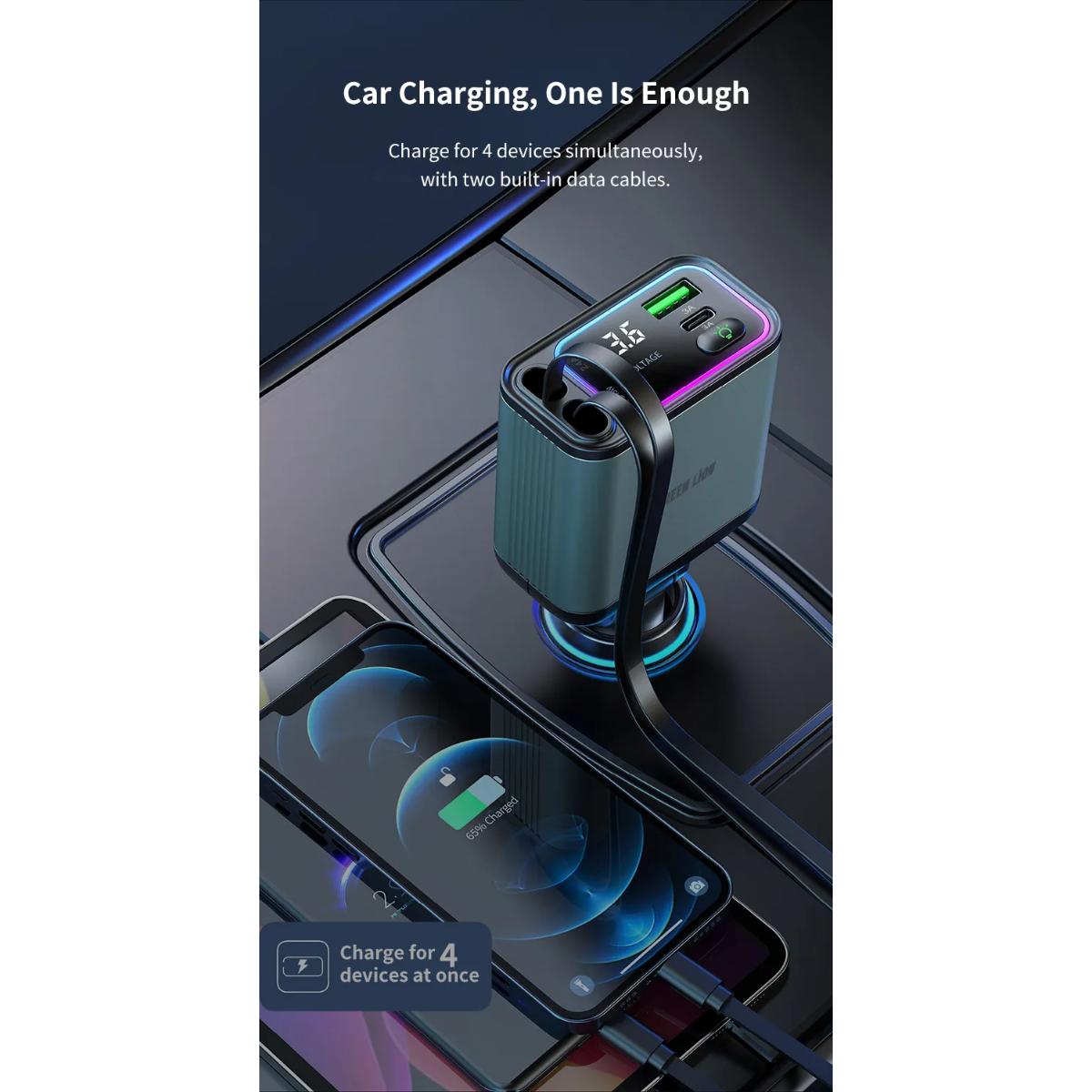Green Lion Retractable 90W Car Charger
