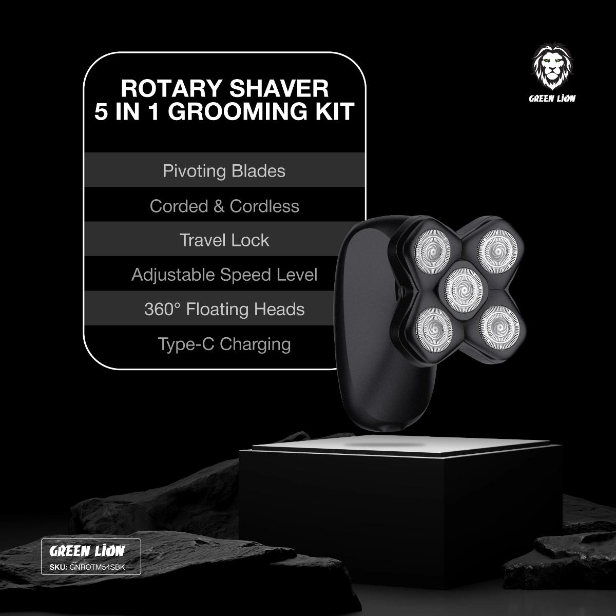 Green Lion Rotary Shaver 5 in 1 Grooming Kit
