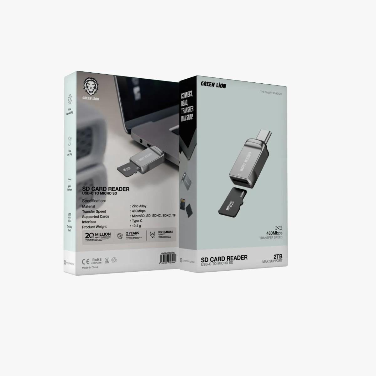 Green Lion SD Card Reader USB C to Micro SD