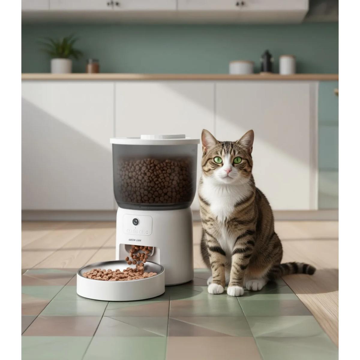 Green Lion Smart Pet Feeder With Stainless Steel Bowl