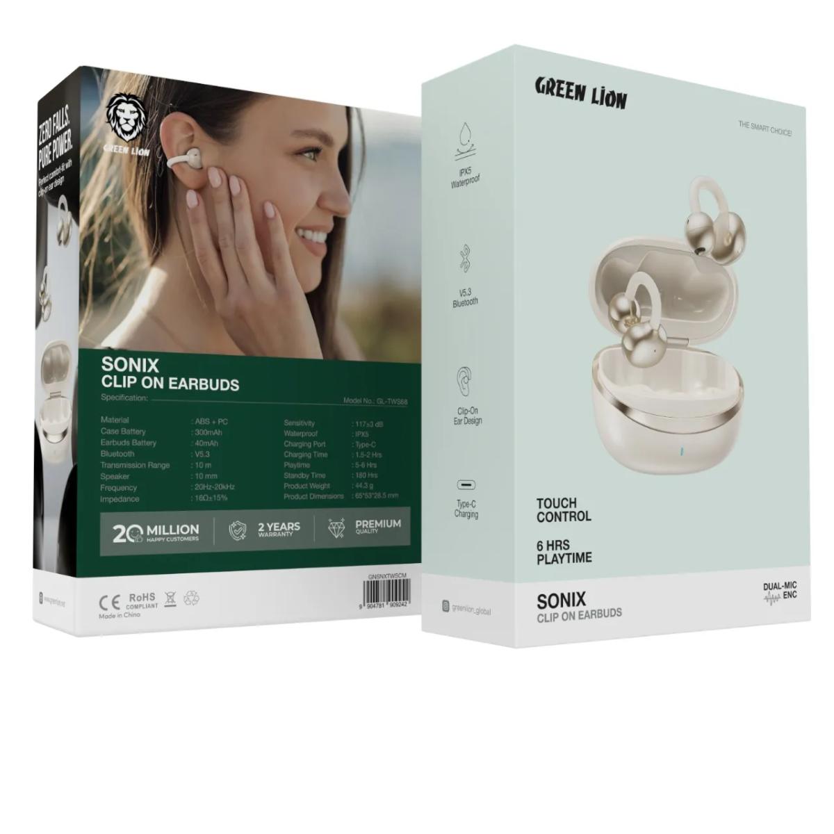 Green Lion Sonix Clip On Earbuds