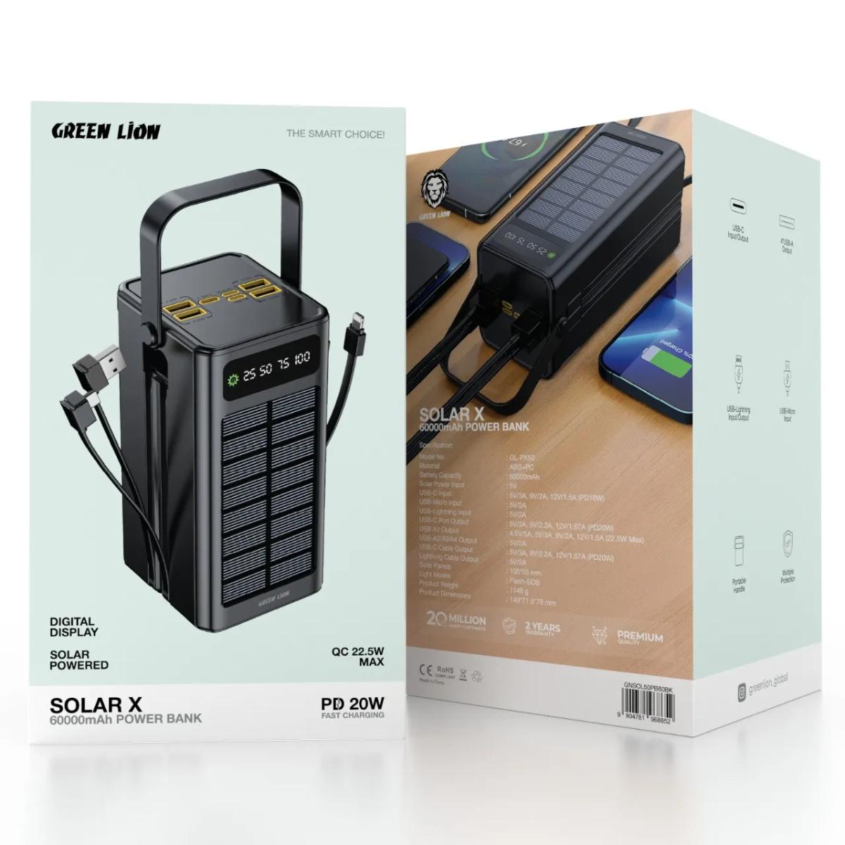 Green Lion Solar X 60000mAh Massive Capacity Power Bank