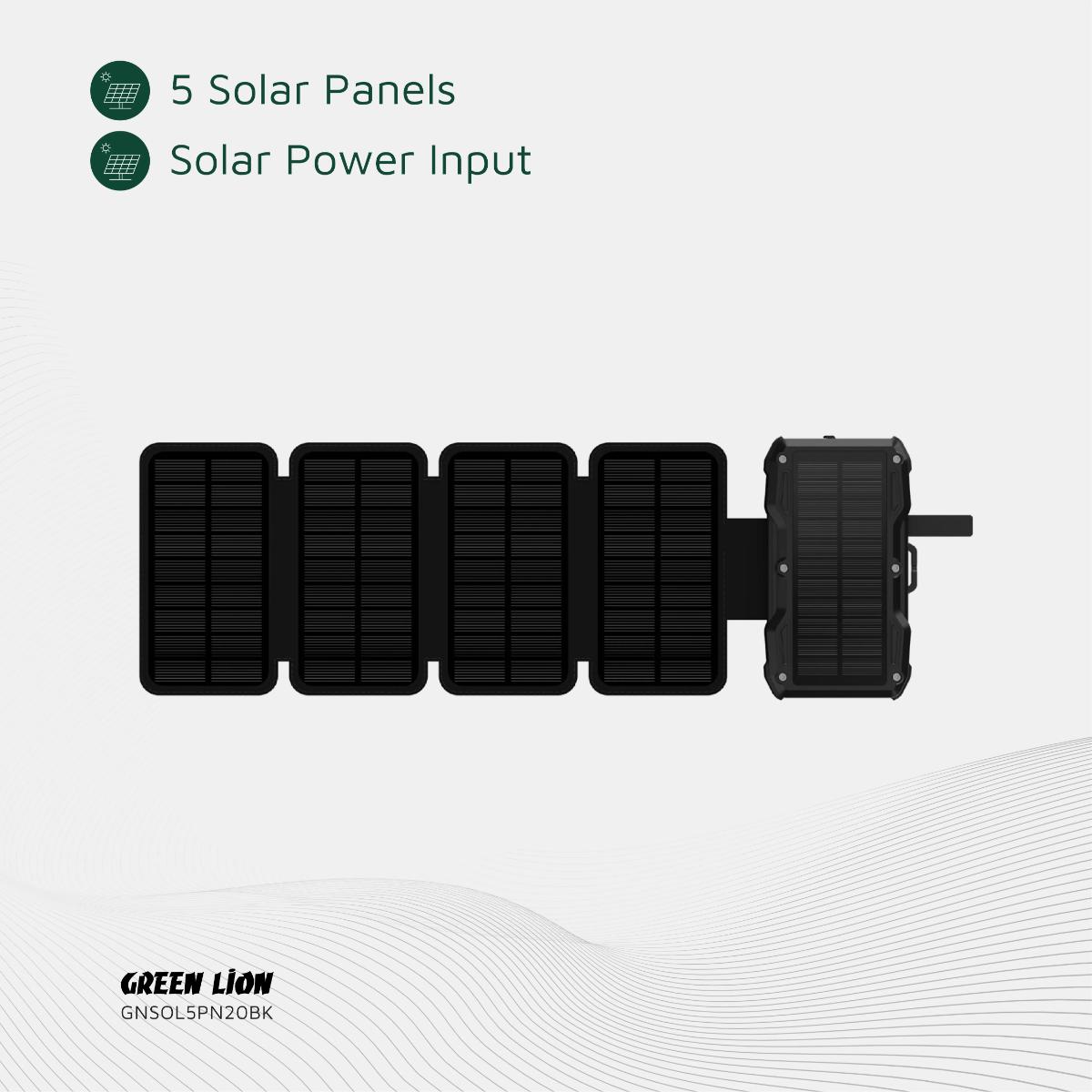 Green Lion 20000mAh 5-Panel Solar Charger