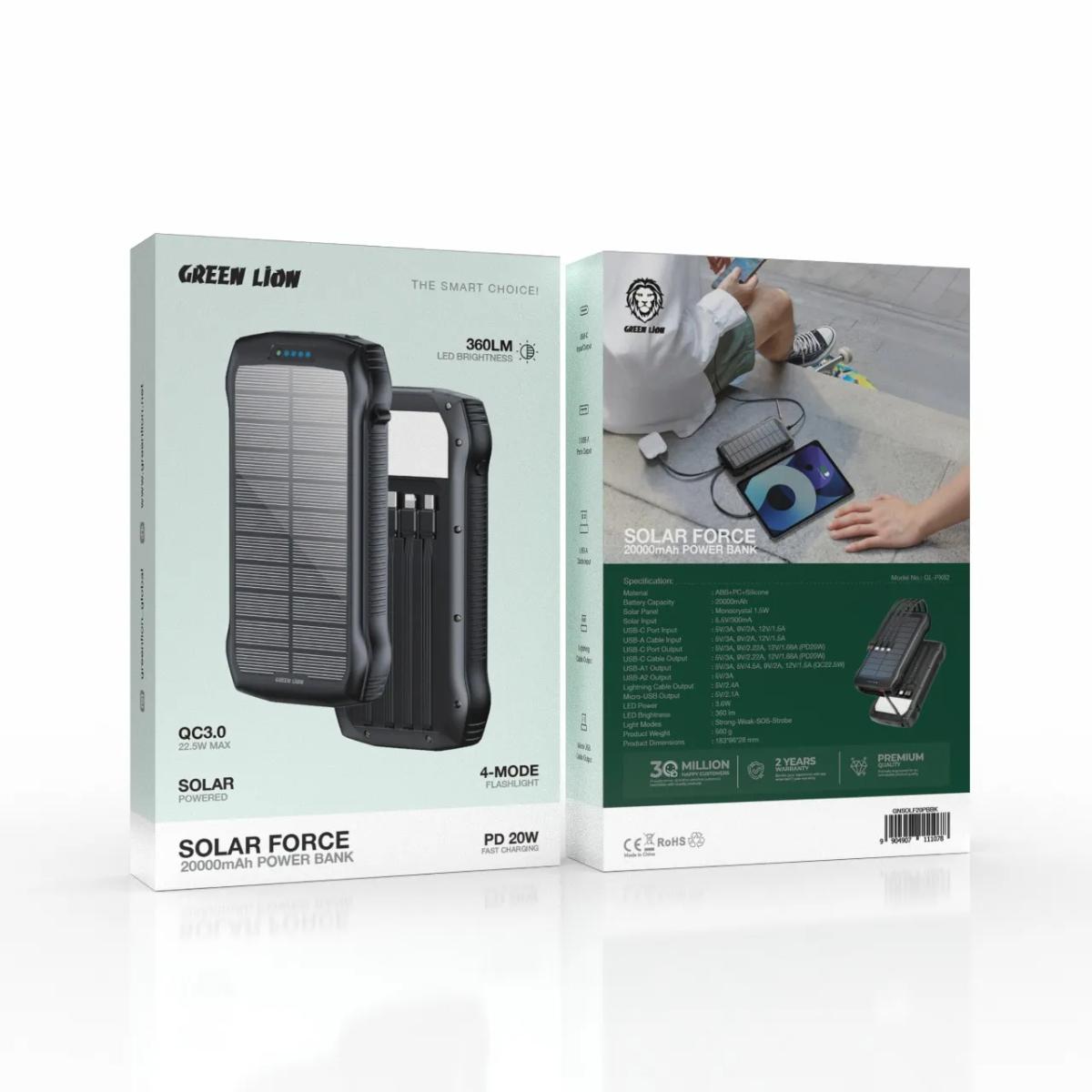 Green Lion Solar Force 20,000mAh Rugged Power Bank