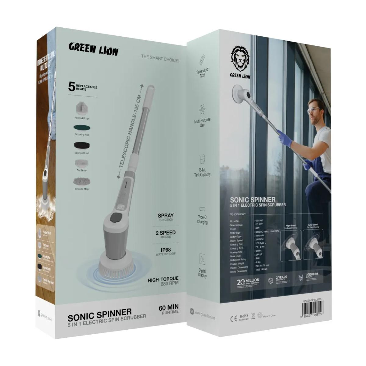 Green Lion Sonic Spinner 5 in 1 Electric Spin Scrubber